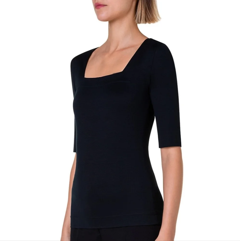 Akris Punto Essentials Jersey Square neck top black medium - Picture 2 of 11
